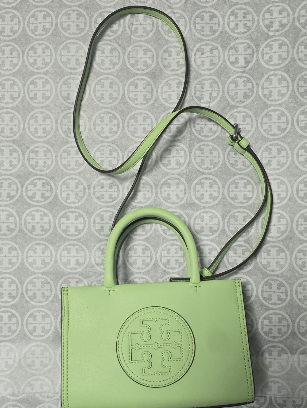 Tory Burch Light Green Mini Leather Top-Handle Crossbody